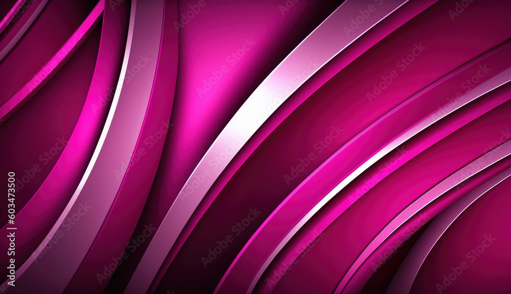 Wall mural abstract fuchsia colored background, purple colored lines and waves with reflection. generative ai