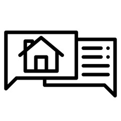 House Chat Vector Line Icon