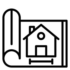 House Blueprint Vector Line Icon