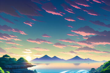 Fototapeta premium Beautiful Landscape by AI Generator