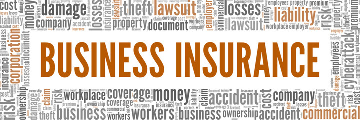 Business Insurance word cloud conceptual design isolated on white background.