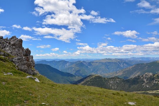 View of the Mercantour National Park on the way to  Baus de la Frema, Franc,e, Europe. 