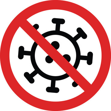 virus stop icon . coronavirus icon with red prohibit sign vector . no infection and stop coronavirus concepts