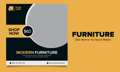 Furniture sale banner template for social media