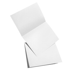 Blank half-folded booklet, postcard, flyer or brochure mockup template, cut out