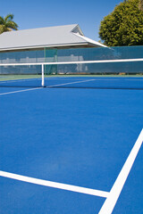 Resort tennis club and tennis courts with balls