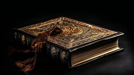 Quran holy book on dark background
