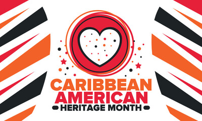 Obraz premium Caribbean American Heritage Month in June. Culture Month to the people of America. Celebrate annual with festival. Happy holiday. Poster, card, banner and background. Vector illustration