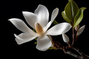 Stunning White Magnolia Stellata Blossom. Generative AI