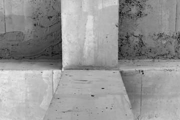 Abstract concrete interior background photo, gray grungy construction