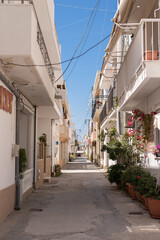 narrow street in the old town kardamena greece kos island Mediterranean houses travel sightseeing