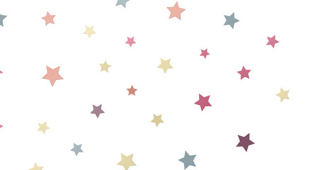 XMAS Banner with colored decoration. Festive border with falling glitter dust and stars.