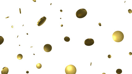 Golden serpentine confetti on transparent background. luxury isolated