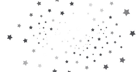 Silver star of confetti. Falling stars on a white background. Illustration of flying shiny stars. - png transparent