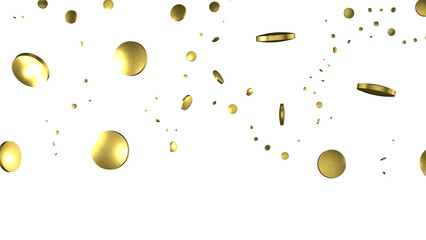 Glittering confetti on a transparent background. Holiday, birthday and Christmas decoration