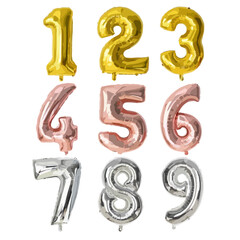 3d gold numbers, numbers foil balloons, holiday, birthday, anniversary
