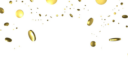 Glittering confetti on a transparent background. Holiday, birthday and Christmas decoration