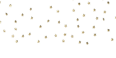 Banner with golden decoration. Festive border with falling glitter dust and stars.  PNG - PNG transparent