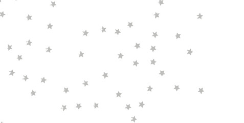 Silver stars confetti rain festive holiday background. Vector silver paper foil stars - png transparent