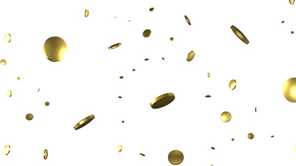 Glittering golden confetti png. Glittering golden confetti falls from above on transparent background. Celebrate festivals.