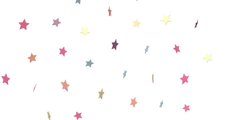 colorful Banner decoration. Festive border with falling glitter dust and stars.  png transparent