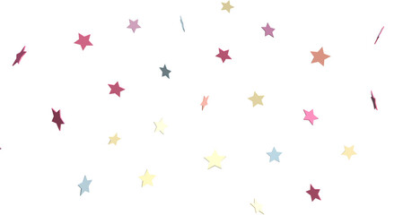 colorful Banner decoration. Festive border with falling glitter dust and stars.  png transparent