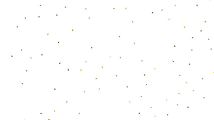 Golden confetti falling down isolated on transparent background.