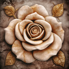 Lovely stone rose, marble rose close-up, beautiful flower background, unusual summer wallpaper