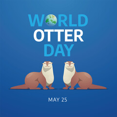 world otter day design template for celebration. world otter day vector design. otter illustration. flat design. AI generative.