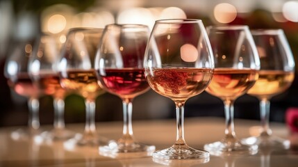 Fototapeta premium Wine glasses. Illustration AI Generative.