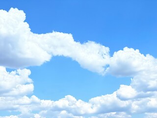 Naklejka na ściany i meble Blue sky white fluffy clouds.