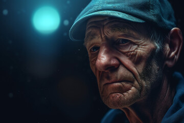 Portrait of aged man with sad look. The concept of ageism is prejudice and discrimination against people based on their age. Generative Ai content