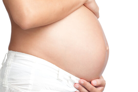 Pregnant Woman Belly with a White background