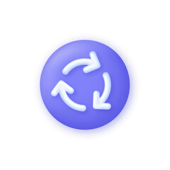 3D Recycle icon. Recycling and rotation arrow. Environmental protection.
