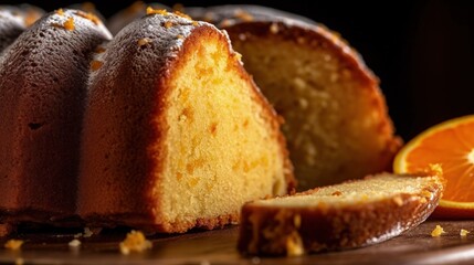Traditional vanilla pound cake with orange extract, Illustration AI Generative.