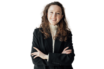 Portrait of a phone working in the office A woman in a jacket and shirt a student financier businesswoman in the office happy, transparent background, png.