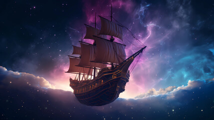 ship in the sea, space