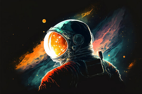 An astronaut in a space suit with the words spaceman on the screen. Generative Ai