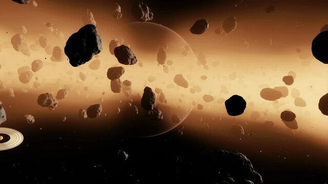 ceinture d'asteroide avec g&eacute;ante gazeuse 