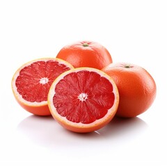Red Grapefruits isolated on white background (generative AI)