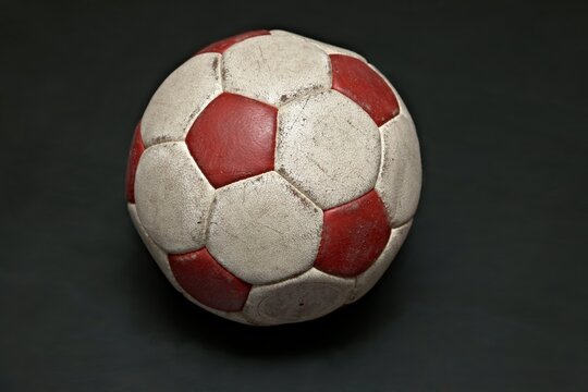 Old, used soccer (football) ball closeup