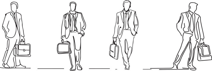 Stylish Man with bag line art vector