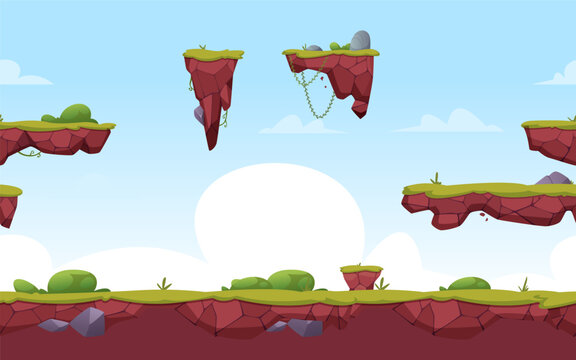 Game background. horizontal seamless template for 2D platforming video game