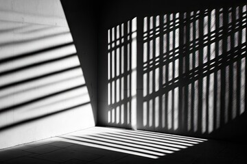 windows shadow cast on a plain wall. Generative AI