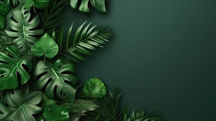 Eco green leaves background, tropical minimal. Use for, web banner, slider, wallpaper, invitation