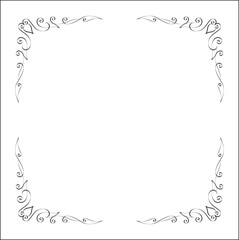Elegant black and white monochrome ornamental border for greeting cards, banners, invitations. Vector frame for all sizes and formats. Isolated vector illustration.