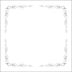 Elegant black and white monochrome ornamental border for greeting cards, banners, invitations. Vector frame for all sizes and formats. Isolated vector illustration.