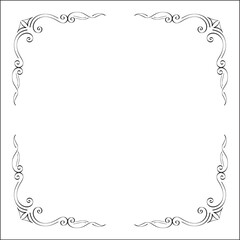 Elegant black and white monochrome ornamental border for greeting cards, banners, invitations. Vector frame for all sizes and formats. Isolated vector illustration.