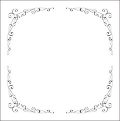 Elegant black and white monochrome ornamental border for greeting cards, banners, invitations. Vector frame for all sizes and formats. Isolated vector illustration.