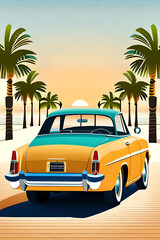 Cartoon 40s car. AI generated illustration